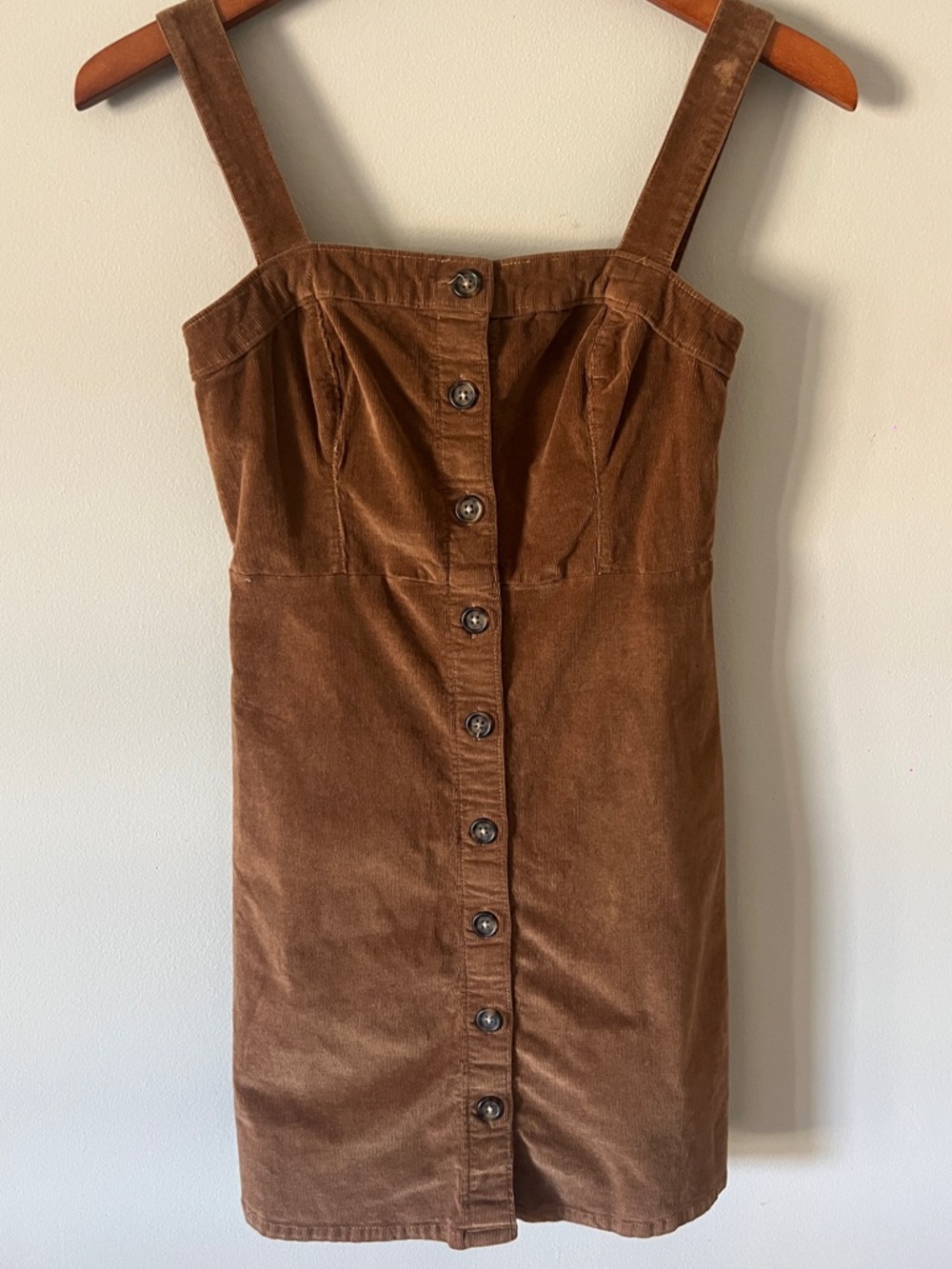 Hollister Brown Corduroy Button-Front Asymmetrical Dress
